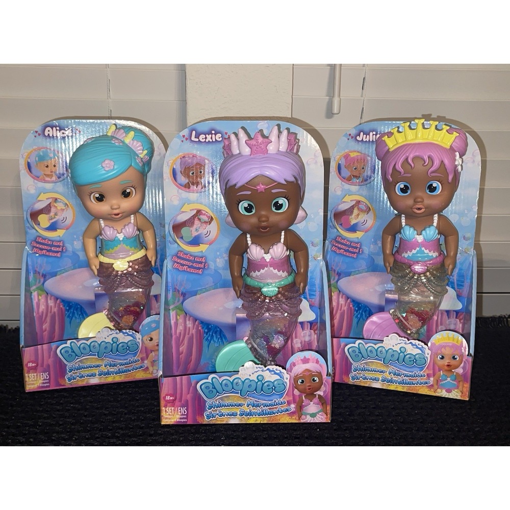 BLOOPIES Shimmer Tail Mermaid Bundle LEXIE, ALICE, & JULIA Water Toy 18mths+NWT